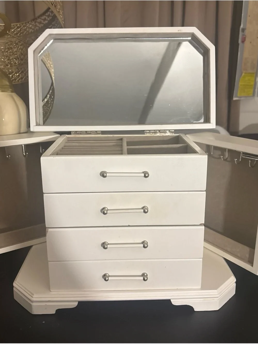 White Jewelry Organizer Chest with Drawers